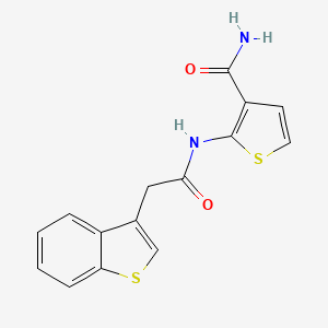 molecular formula C15H12N2O2S2 B580571 2-(2-(Benzo[b]thiophen-3-yl)acetamido)thiophene-3-carboxamide CAS No. 1246072-89-8