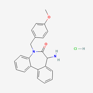 molecular formula C22H21ClN2O2 B580579 7-Amino-5-(4-methoxybenzyl)-5H-dibenzo[b,d]azepin-6(7H)-one hydrochloride CAS No. 1083065-04-6