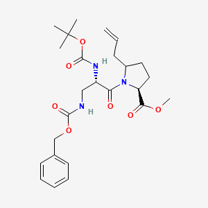 molecular formula C25H35N3O7 B580590 (2S)-Methyl 5-allyl-1-((S)-3-(((benzyloxy)carbonyl)amino)-2-((tert-butoxycarbonyl)amino)propanoyl)pyrrolidine-2-carboxylate CAS No. 1296138-82-3