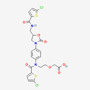 molecular formula C24H21Cl2N3O7S2 B580592 (S)-2-(2-(5-Chloro-N-(4-(5-((5-chlorothiophene-2-carboxamido)methyl)-2-oxooxazolidin-3-YL)phenyl)thiophene-2-carboxamido)ethoxy)acetic acid CAS No. 1151893-81-0