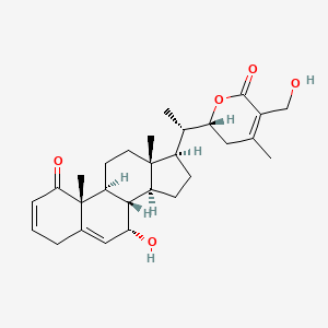 molecular formula C28H38O5 B580595 (2R)-2-[(1S)-1-[(7S,8S,9S,10R,13R,14S,17R)-7-羟基-10,13-二甲基-1-氧代-4,7,8,9,11,12,14,15,16,17-十氢环戊[a]菲-17-基]乙基]-5-(羟甲基)-4-甲基-2,3-二氢吡喃-6-酮 CAS No. 904665-71-0