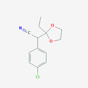 molecular formula C13H14ClNO2 B058060 alpha-(4-Chlorophenyl)-2-ethyl-1,3-dioxolane-2-acetonitrile CAS No. 55474-41-4