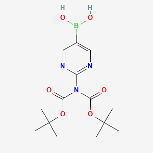 molecular formula C14H22BN3O6 B580605 2-(5-硼杂-2-嘧啶基)亚胺二甲酸 1,3-双(叔丁基)酯 CAS No. 1360950-40-8