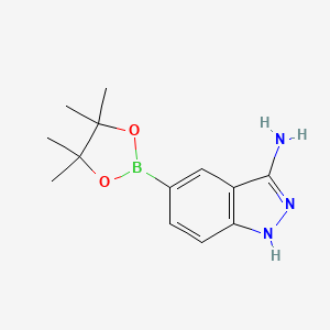molecular formula C13H18BN3O2 B580644 5-(4,4,5,5-Tetramethyl-1,3,2-dioxaborolan-2-yl)-1H-indazol-3-amine CAS No. 953411-16-0