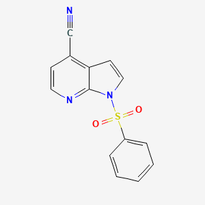 molecular formula C14H9N3O2S B580652 1-(Phenylsulfonyl)-1H-pyrrolo[2,3-b]pyridine-4-carbonitrile CAS No. 1227269-45-5