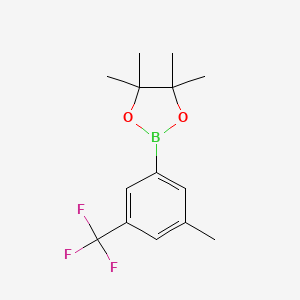 molecular formula C14H18BF3O2 B580679 4,4,5,5-Tetramethyl-2-(3-methyl-5-(trifluoromethyl)phenyl)-1,3,2-dioxaborolane CAS No. 1256358-84-5