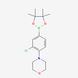 molecular formula C16H23BClNO3 B580727 4-(2-Chloro-4-(4,4,5,5-tetramethyl-1,3,2-dioxaborolan-2-yl)phenyl)morpholine CAS No. 1361110-63-5