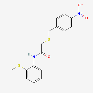 molecular formula C16H16N2O3S2 B5807623 N-[2-(methylsulfanyl)phenyl]-2-[(4-nitrobenzyl)sulfanyl]acetamide CAS No. 708242-46-0