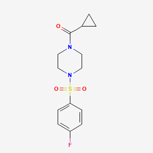molecular formula C14H17FN2O3S B5807855 CYCLOPROPYL{4-[(4-FLUOROPHENYL)SULFONYL]PIPERAZINO}METHANONE 