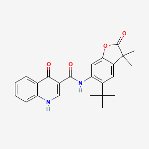 molecular formula C24H24N2O4 B580809 N-(5-(tert-Butyl)-3,3-dimethyl-2-oxo-2,3-dihydrobenzofuran-6-yl)-4-oxo-1,4-dihydroquinoline-3-carboxamide CAS No. 1246213-41-1