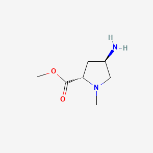 molecular formula C7H14N2O2 B580812 Methyl (4r)-4-Amino-1-Methyl-L-Prolinate CAS No. 1256636-22-2