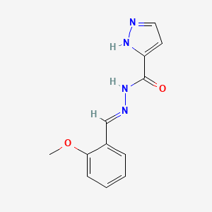 molecular formula C12H12N4O2 B5808224 N'-[(E)-(2-methoxyphenyl)methylidene]-1H-pyrazole-5-carbohydrazide 