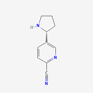 molecular formula C10H11N3 B580824 (R)-5-(Pyrrolidin-2-yl)pyridine-2-carbonitrile CAS No. 1213417-10-7