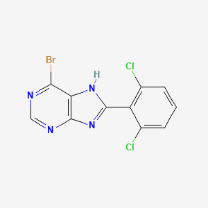 molecular formula C11H5BrCl2N4 B580832 6-溴-8-(2,6-二氯苯基)-9H-嘌呤 CAS No. 1227958-56-6