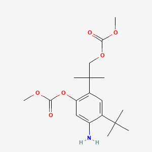 molecular formula C18H27NO6 B580844 [5-Amino-4-tert-butyl-2-(2-methoxycarbonyloxy-1,1-dimethyl-ethyl)phenyl] methyl carbonate CAS No. 1246213-32-0