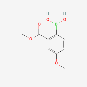 molecular formula C9H11BO5 B580850 2-Methoxycarbonyl-4-methoxyphenylboronic acid CAS No. 1256355-40-4