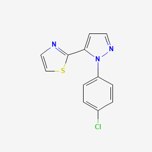 molecular formula C12H8ClN3S B580851 2-(1-(4-chlorophenyl)-1H-pyrazol-5-yl)thiazole CAS No. 1269292-65-0