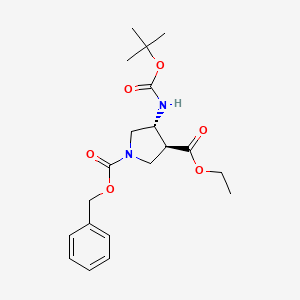 molecular formula C20H28N2O6 B580854 (3S,4R)-1-Benzyl 3-ethyl 4-(tert-butoxycarbonylamino)pyrrolidine-1,3-dicarboxylate CAS No. 1311254-40-6