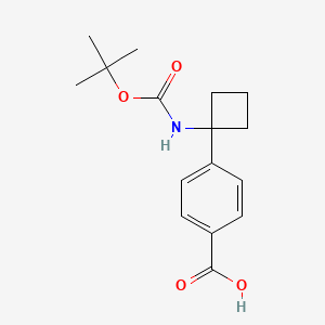 molecular formula C16H21NO4 B580859 4-(1-((tert-Butoxycarbonyl)amino)cyclobutyl)benzoic acid CAS No. 1259223-99-8