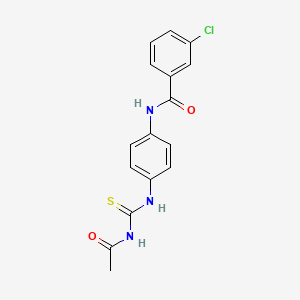 molecular formula C16H14ClN3O2S B5808619 N-(4-{[(acetylamino)carbonothioyl]amino}phenyl)-3-chlorobenzamide 
