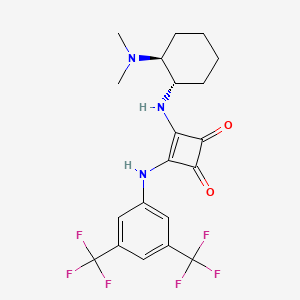 molecular formula C20H21F6N3O2 B580907 3-((3,5-Bis(trifluoromethyl)phenyl)amino)-4-(((1S,2S)-2-(dimethylamino)cyclohexyl)amino)cyclobut-3-ene-1,2-dione CAS No. 1263205-96-4