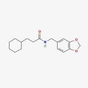 molecular formula C17H23NO3 B5809213 N-[(2H-13-BENZODIOXOL-5-YL)METHYL]-3-CYCLOHEXYLPROPANAMIDE 