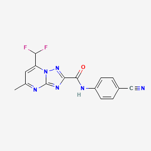molecular formula C15H10F2N6O B5809311 N~2~-(4-CYANOPHENYL)-7-(DIFLUOROMETHYL)-5-METHYL[1,2,4]TRIAZOLO[1,5-A]PYRIMIDINE-2-CARBOXAMIDE 