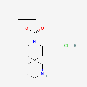 molecular formula C14H27ClN2O2 B580953 tert-Butyl 2,9-diazaspiro[5.5]undecane-9-carboxylate hydrochloride CAS No. 1279866-58-8