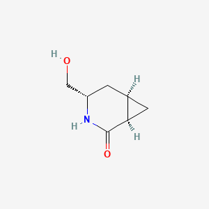 molecular formula C7H11NO2 B580964 (1R,4S,6R)-4-(hydroxymethyl)-3-azabicyclo[4.1.0]heptan-2-one CAS No. 1228530-96-8