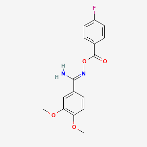molecular formula C16H15FN2O4 B5809724 N'-{[(4-fluorophenyl)carbonyl]oxy}-3,4-dimethoxybenzenecarboximidamide 