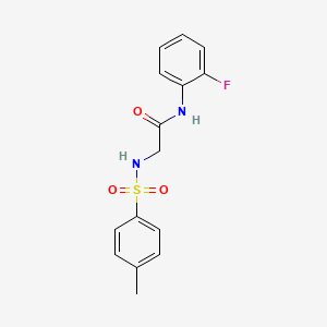 molecular formula C15H15FN2O3S B5809802 N-(2-fluorophenyl)-2-[(4-methylphenyl)sulfonylamino]acetamide 