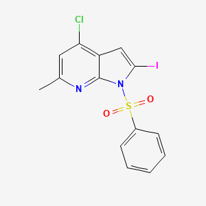 molecular formula C14H10ClIN2O2S B580987 1-(Phenylsulphonyl)-4-chloro-2-iodo-6-methyl-7-azaindole CAS No. 1227266-86-5