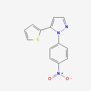 molecular formula C13H9N3O2S B581001 1-(4-nitrophenyl)-5-(thiophen-2-yl)-1H-pyrazole CAS No. 1269292-53-6