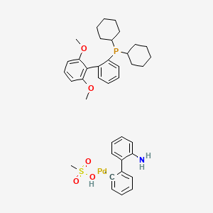 molecular formula C39H48NO5PPdS B581011 dicyclohexyl-[2-(2,6-dimethoxyphenyl)phenyl]phosphane;methanesulfonate;palladium(2+);2-phenylaniline CAS No. 1445085-82-4
