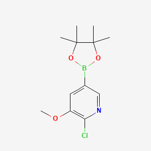 molecular formula C12H17BClNO3 B581022 2-氯-3-甲氧基-5-(4,4,5,5-四甲基-1,3,2-二氧杂硼环-2-基)吡啶 CAS No. 1256360-28-7