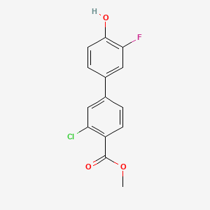 molecular formula C14H10ClFO3 B581031 4-(3-氯-4-甲氧羰基苯基)-2-氟苯酚 CAS No. 1261999-46-5