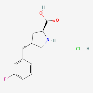 molecular formula C12H15ClFNO2 B581049 (2S,4R)-4-(3-Fluorobenzyl)pyrrolidine-2-carboxylic acid hydrochloride CAS No. 1373512-33-4