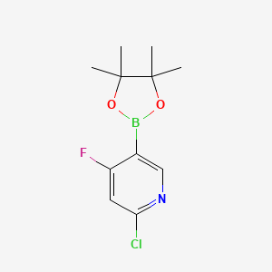 molecular formula C11H14BClFNO2 B581091 2-Chloro-4-fluoro-5-(4,4,5,5-tetramethyl-1,3,2-dioxaborolan-2-yl)pyridine CAS No. 1256359-04-2