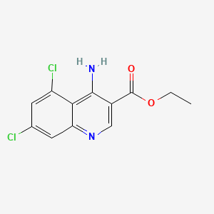 molecular formula C12H10Cl2N2O2 B581097 Ethyl 4-amino-5,7-dichloroquinoline-3-carboxylate CAS No. 1242260-90-7