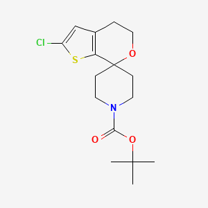 molecular formula C16H22ClNO3S B581103 Spiro[piperidine-4,7'-[7H]thieno[2,3-c]pyran]-1-carboxylic acid, 2'-chloro-4',5'-dihydro-, 1,1-dimethylethyl ester CAS No. 1307248-45-8
