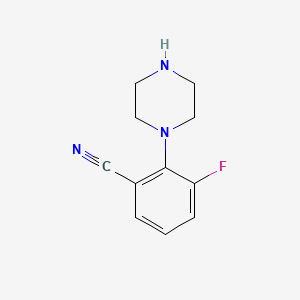 molecular formula C11H12FN3 B581106 3-Fluoro-2-(piperazin-1-YL)benzonitrile CAS No. 1233026-65-7