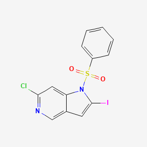 molecular formula C13H8ClIN2O2S B581107 1-(Phenylsulfonyl)-6-chloro-2-iodo-5-azaindole CAS No. 1227267-17-5