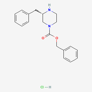 molecular formula C19H23ClN2O2 B581113 (S)-Benzyl 3-benzylpiperazine-1-carboxylate hydrochloride CAS No. 1217779-31-1