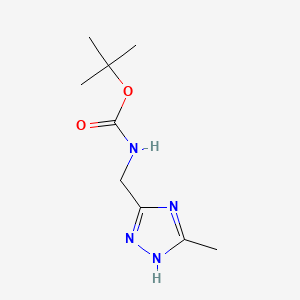 molecular formula C9H16N4O2 B581114 tert-butyl N-[(5-methyl-1H-1,2,4-triazol-3-yl)methyl]carbamate CAS No. 1263280-95-0