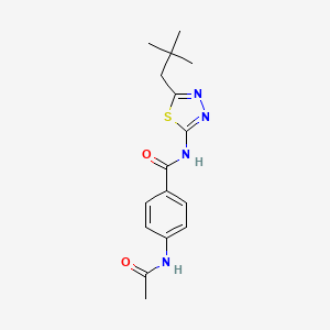 molecular formula C16H20N4O2S B5811226 N-[5-(2,2-DIMETHYLPROPYL)-1,3,4-THIADIAZOL-2-YL]-4-ACETAMIDOBENZAMIDE 