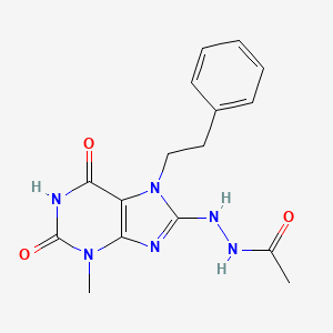 molecular formula C16H18N6O3 B5811246 N'-[3-methyl-2,6-dioxo-7-(2-phenylethyl)purin-8-yl]acetohydrazide 