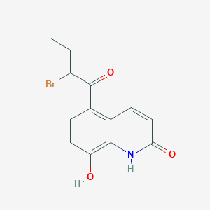 molecular formula C13H12BrNO3 B058113 5-(2-Bromo-1-oxobutyl)-8-hydroxy-2(1H)-quinolinone CAS No. 59827-93-9