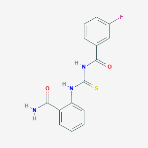 molecular formula C15H12FN3O2S B5811319 N-[(2-carbamoylphenyl)carbamothioyl]-3-fluorobenzamide 
