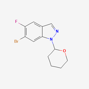 molecular formula C12H12BrFN2O B581157 6-Bromo-5-fluoro-1-(tetrahydro-2H-pyran-2-yl)-1H-indazole CAS No. 1286734-76-6