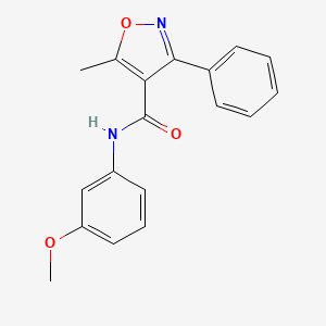 molecular formula C18H16N2O3 B5811642 N-(3-methoxyphenyl)-5-methyl-3-phenyl-1,2-oxazole-4-carboxamide 